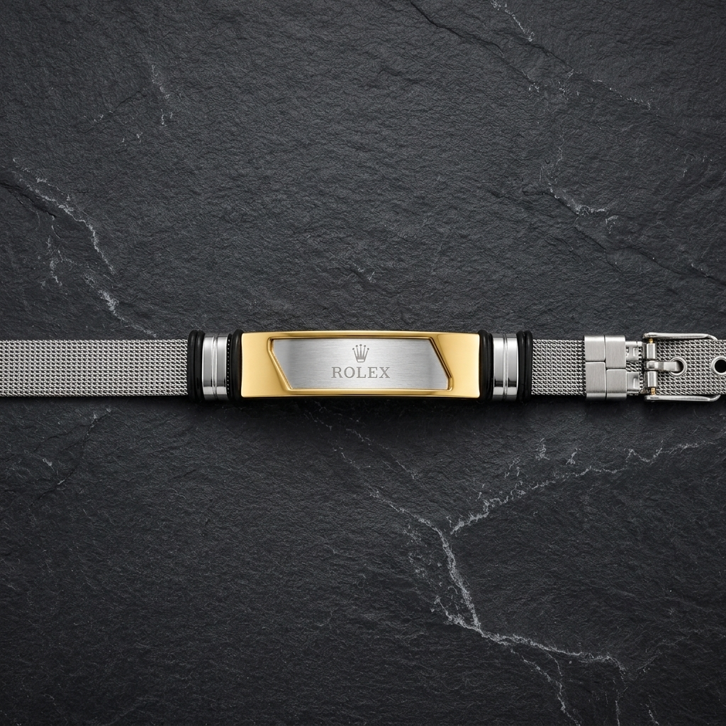 Men’s Two-Tone Mesh ID Bracelet