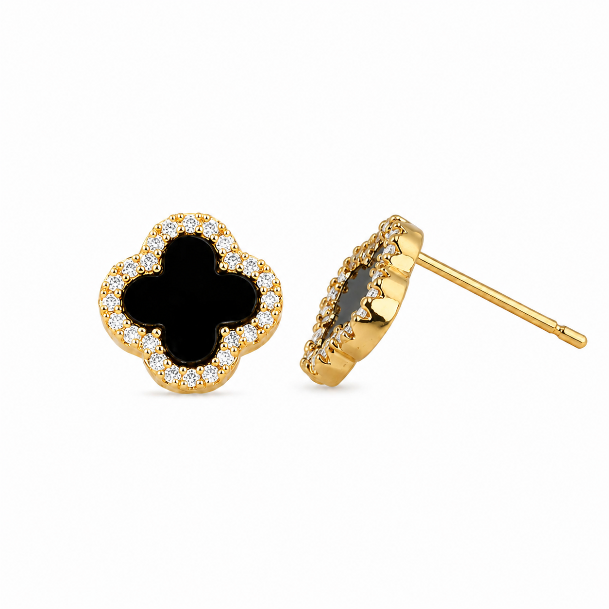 Black Clover Stud Earrings