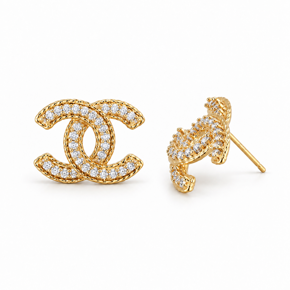Double C Braided Stud Earrings