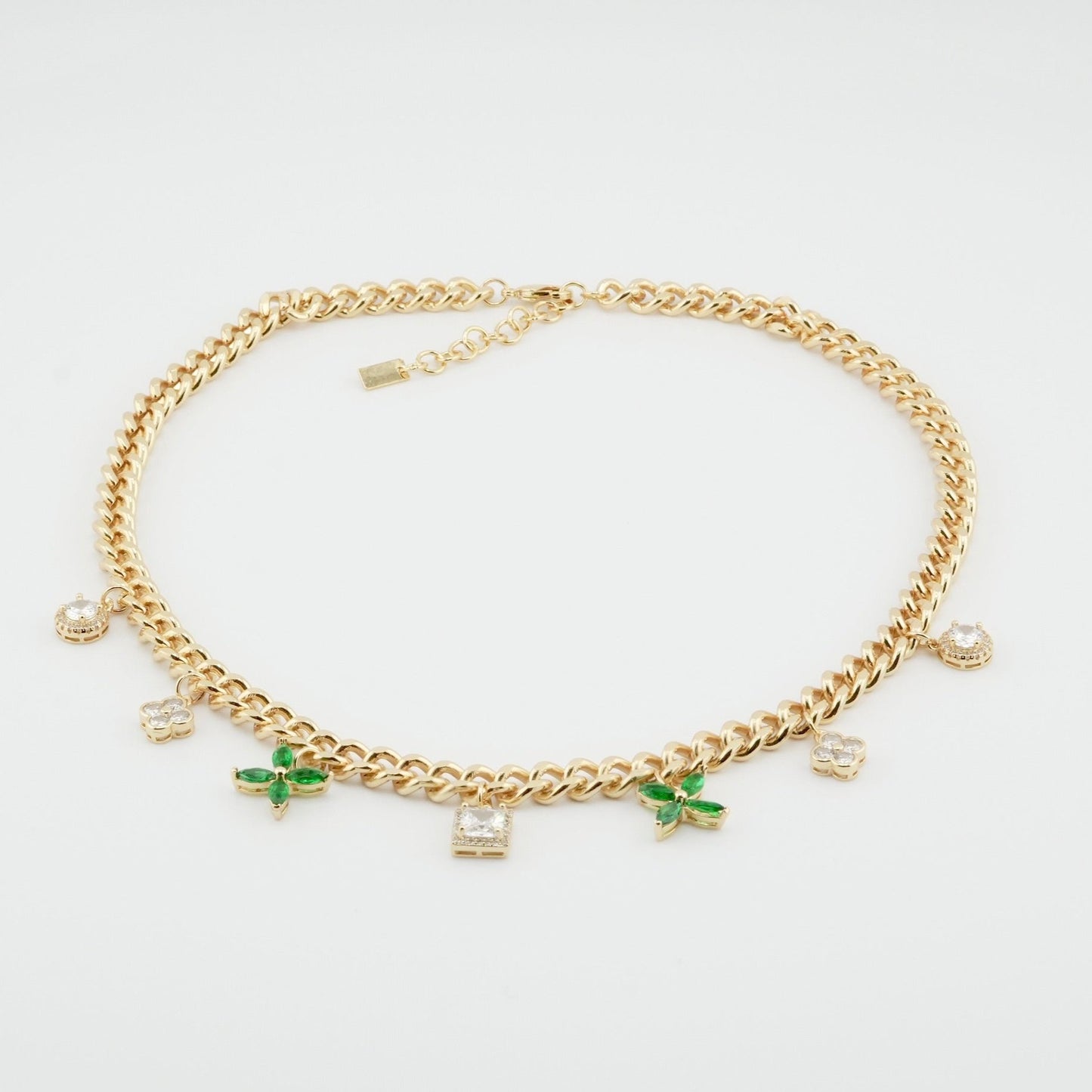 Emerald Charm Chain Necklace