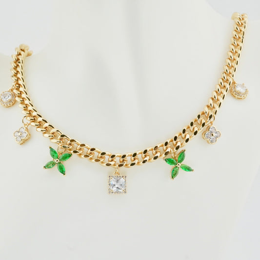 Emerald Charm Chain Necklace