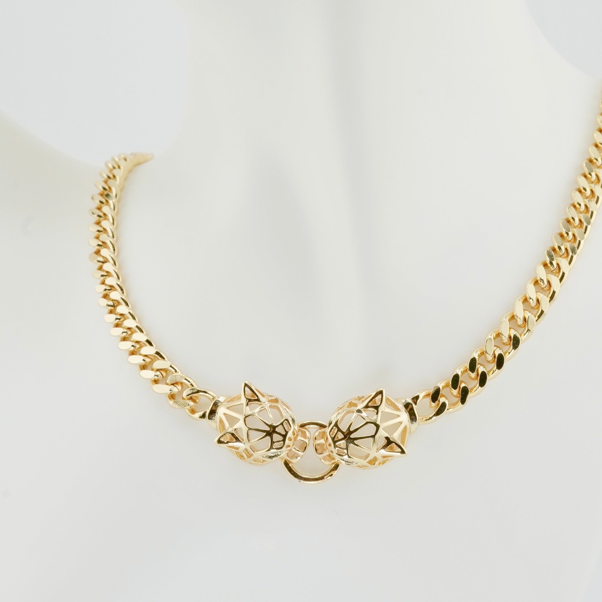 Golden Panther Dual Charm Necklace
