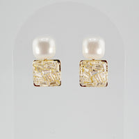 Radiant Pearl Square Stud Earrings