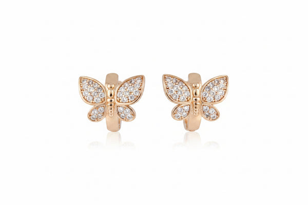 Gold Butterfly Hoop Earrings