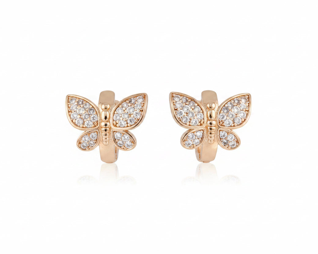 Gold Butterfly Hoop Earrings