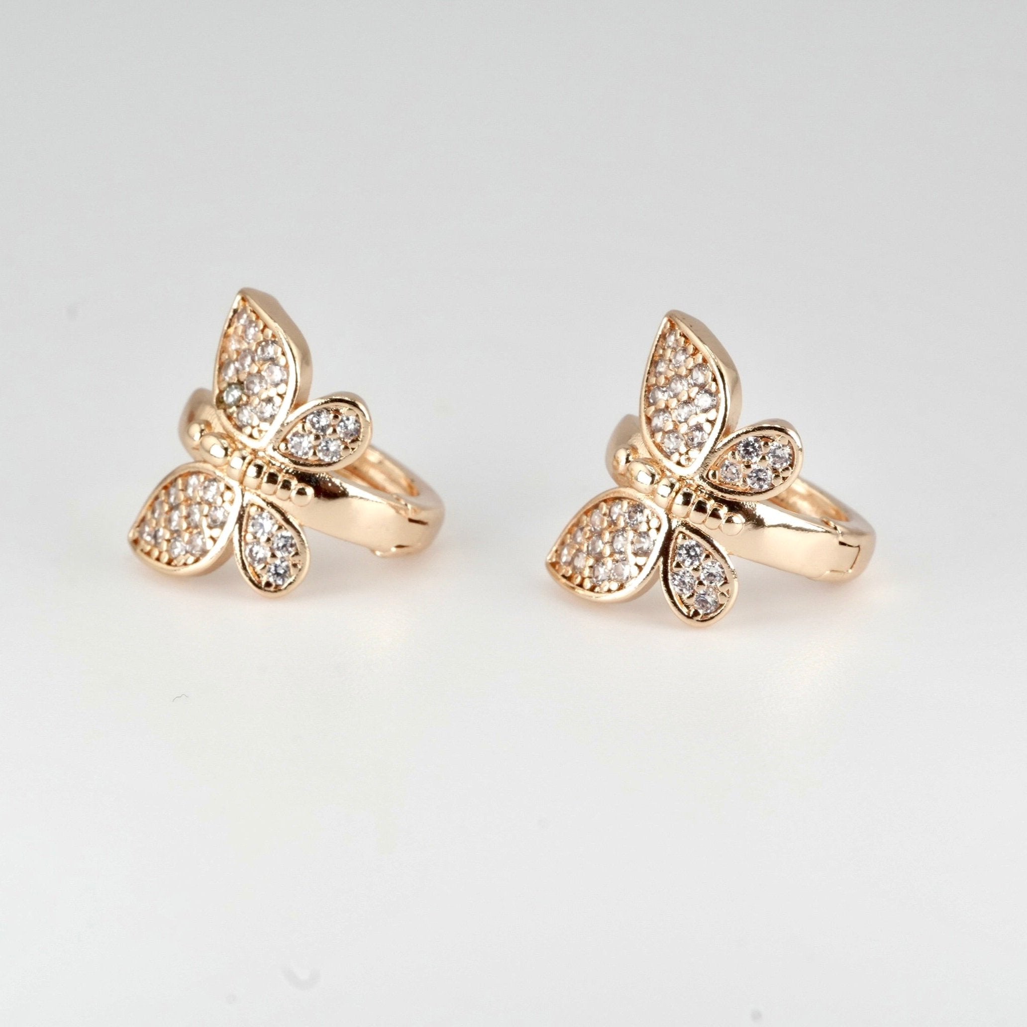 Gold Butterfly Hoop Earrings