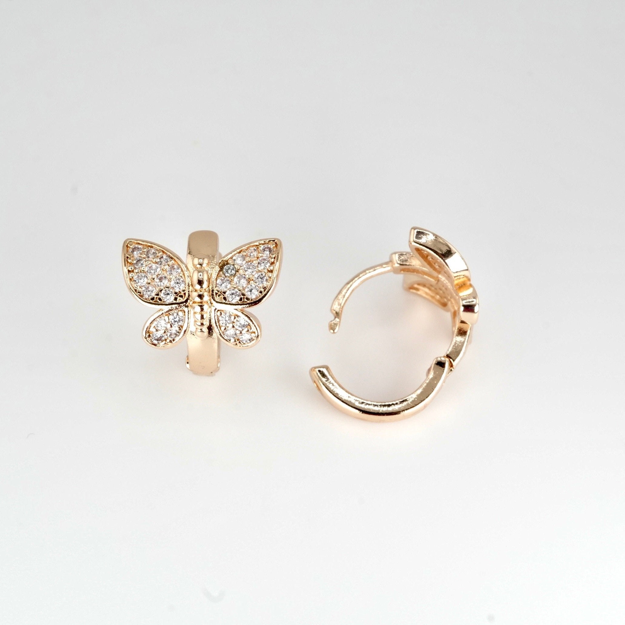 Gold Butterfly Hoop Earrings