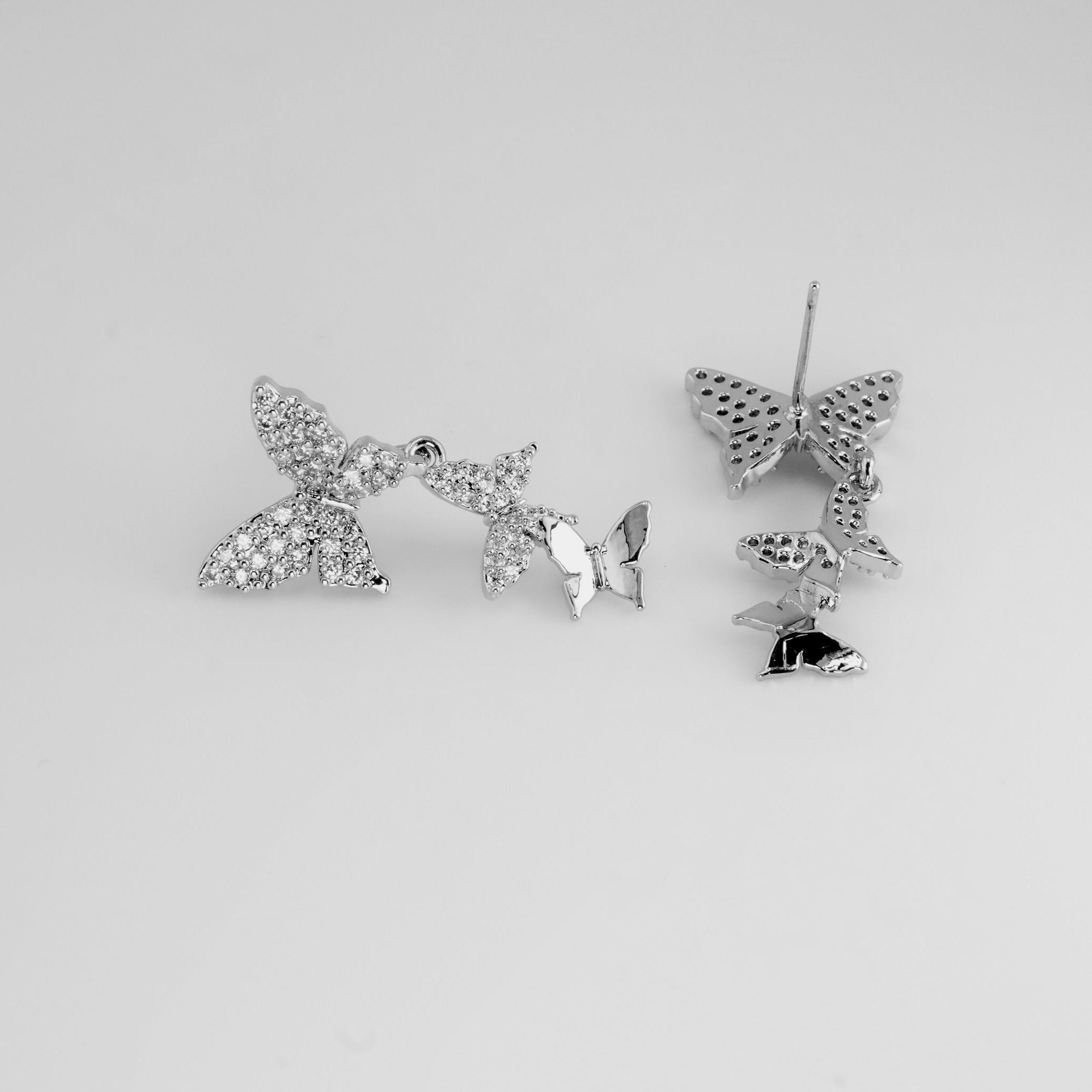 Three Butterfly Silver Earring