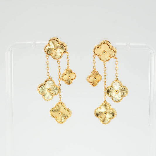 Golden Clover Drop Earrings