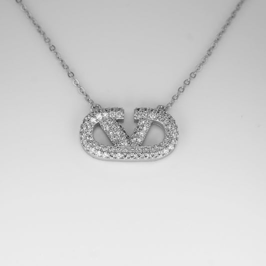 Silver Sparkle Link Pendant Necklace