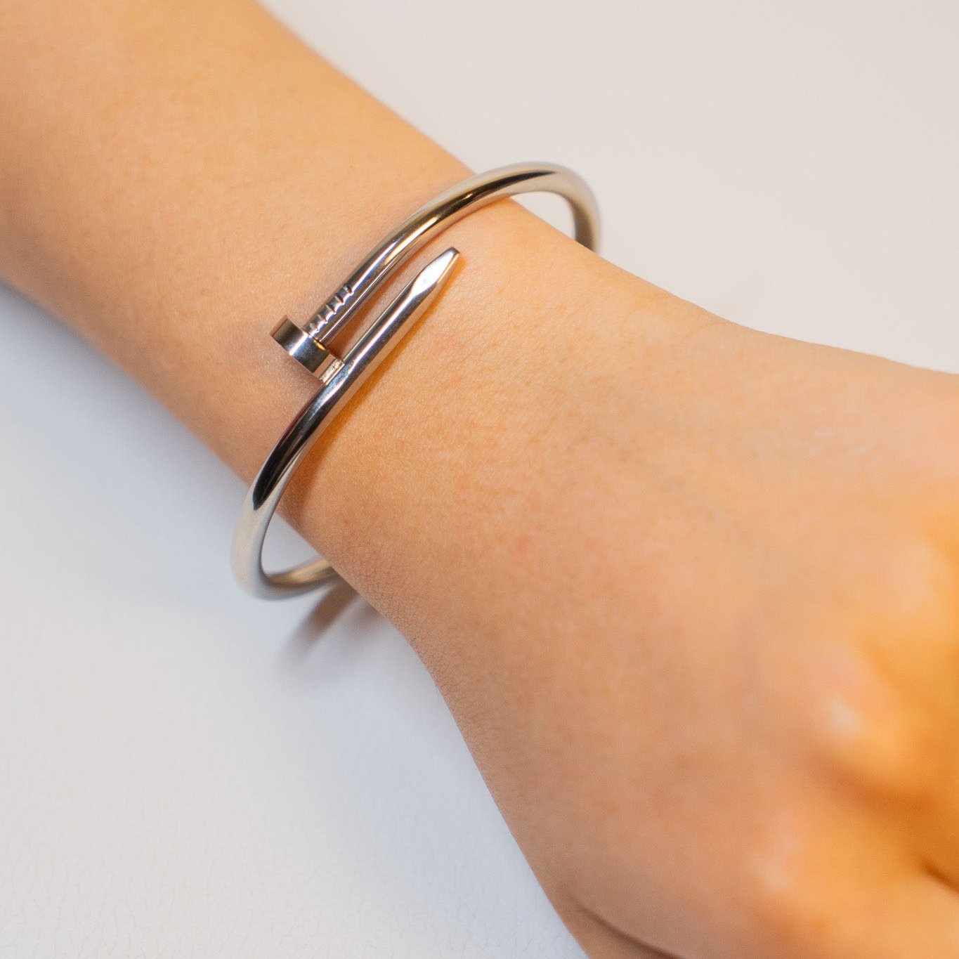 Silver on Silver Screw Bangle