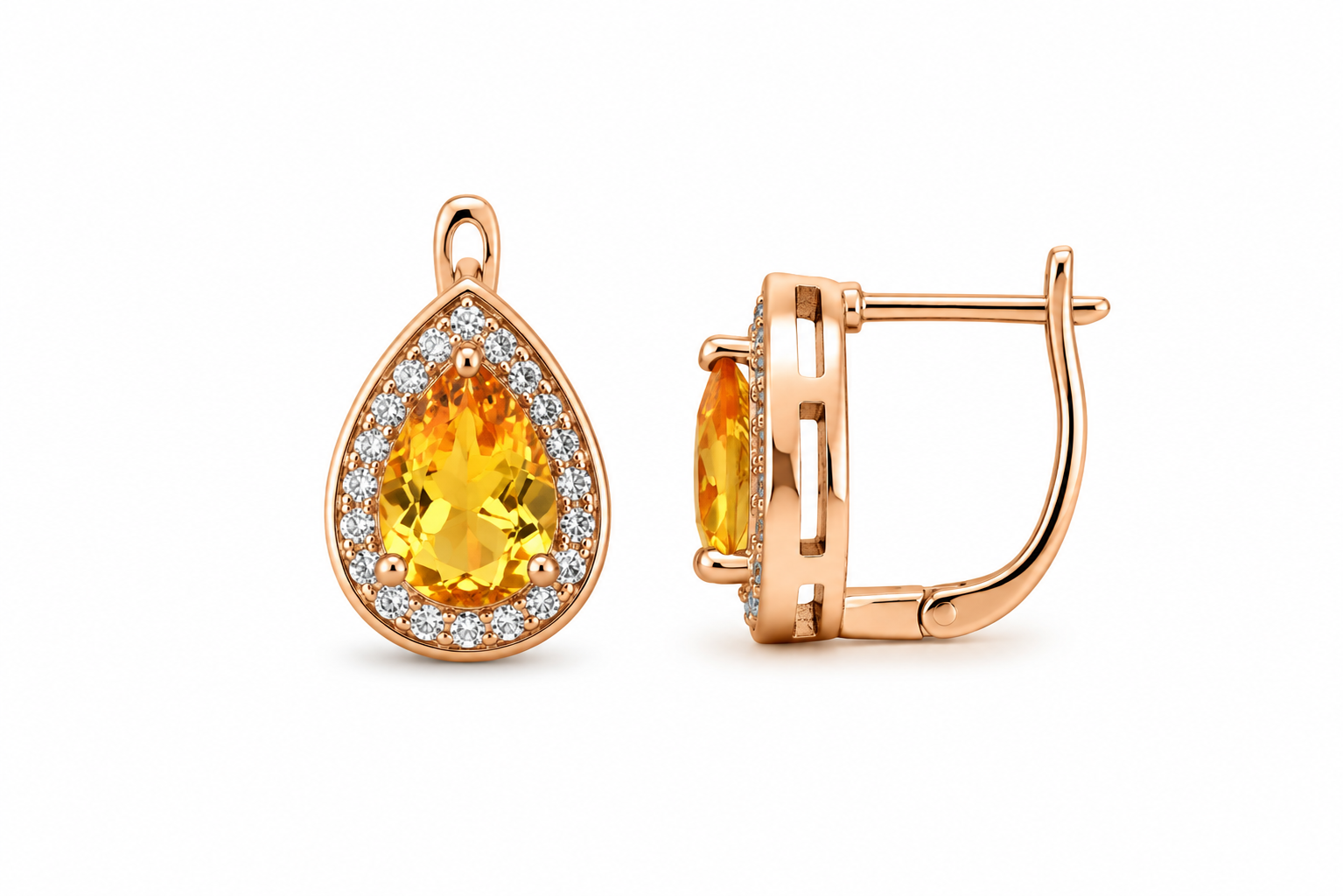 Golden Amber Teardrop Earrings