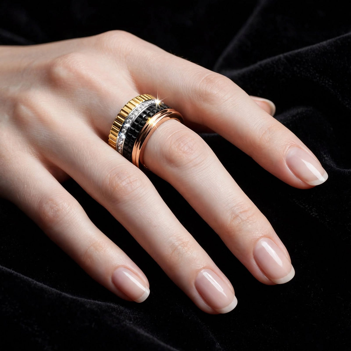 Four-Tone Luxe Zircon Ring