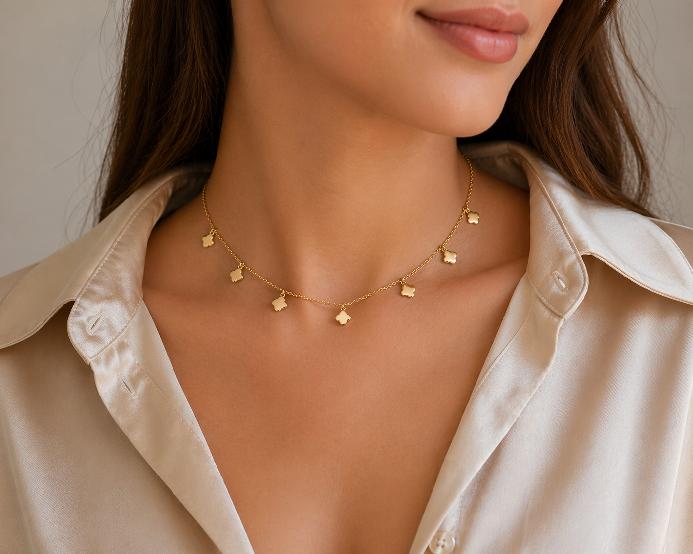 Mini Clover Gold Choker Necklace