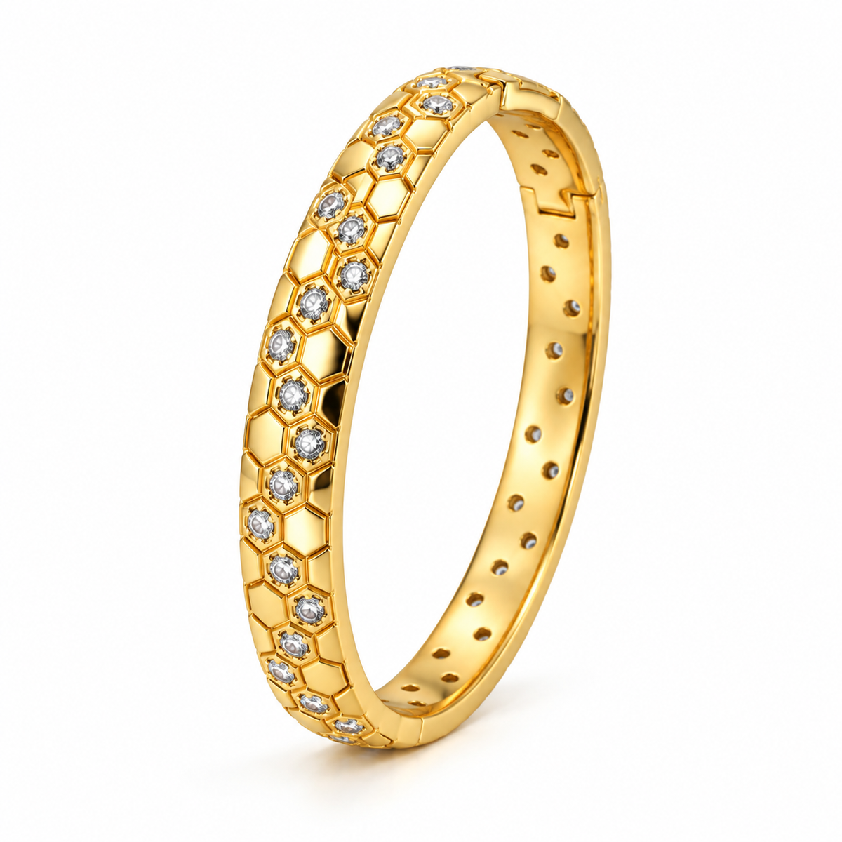 Golden Honeycomb Zircon Bangle