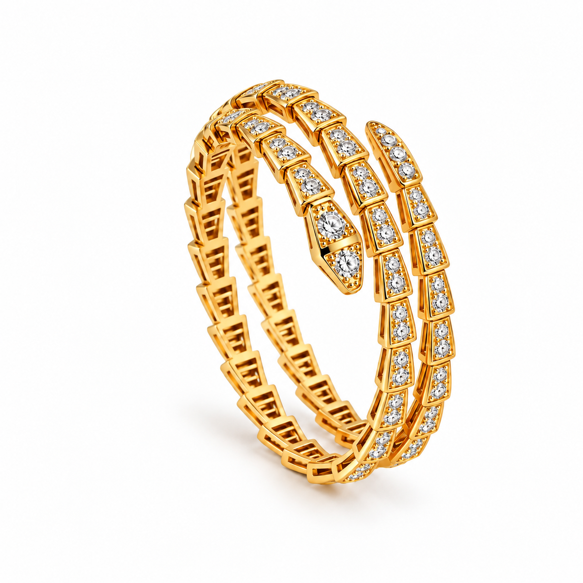 Gold Serpent Pavé Double Wrap Bracelet