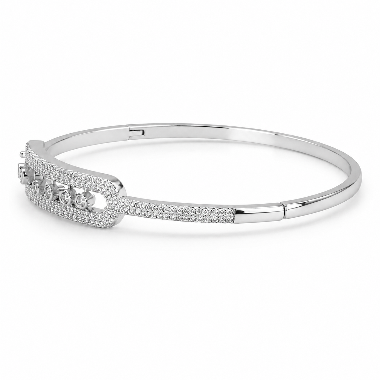 Silver Crystal Slider Bangle