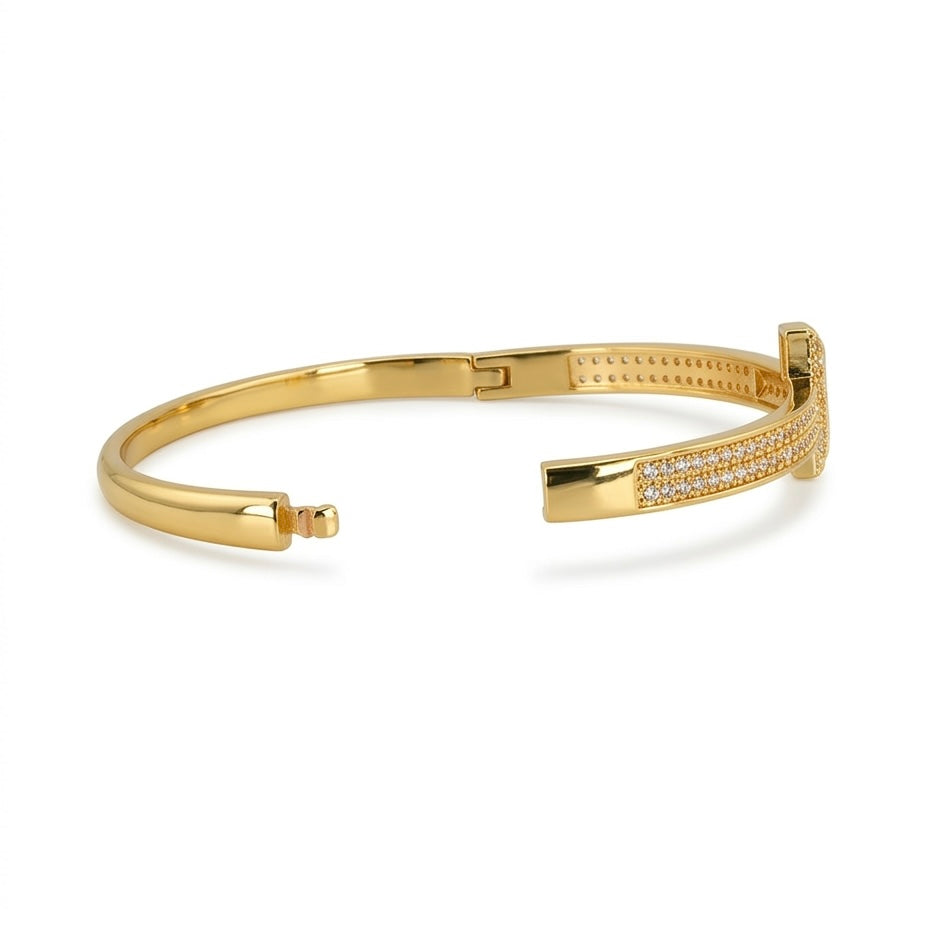 Celeste Cross Gold Bangle