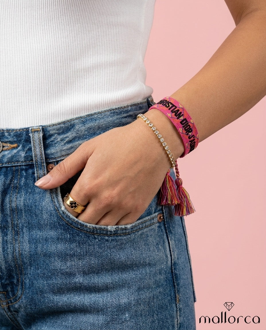 Multicolor Hot Pink Adjustable Bracelet