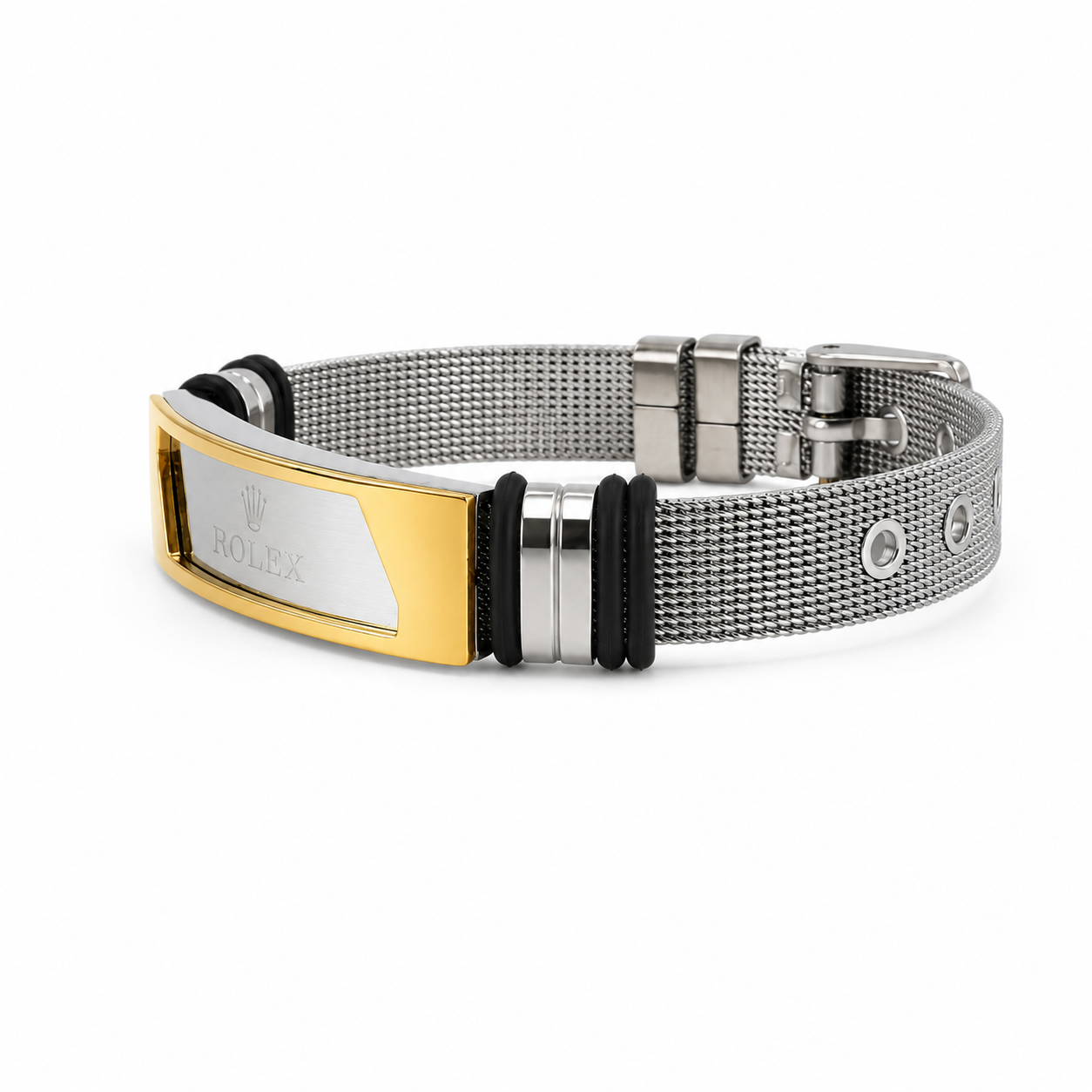 Men’s Two-Tone Mesh ID Bracelet