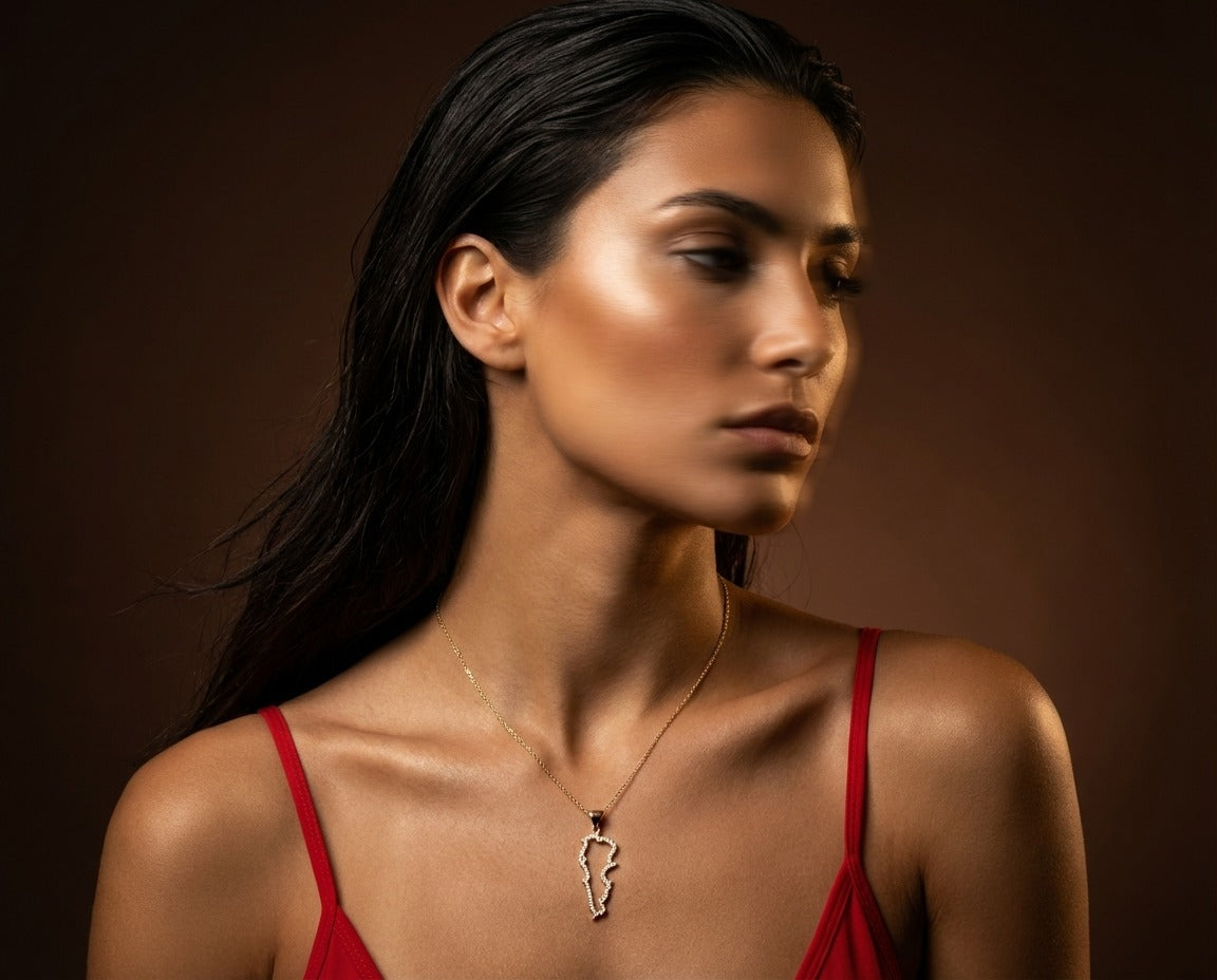 Lebanon Map Crystal Gold Necklace
