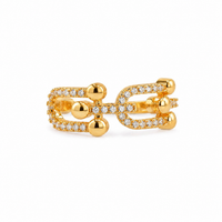 Golden Double Link Zircon Ring