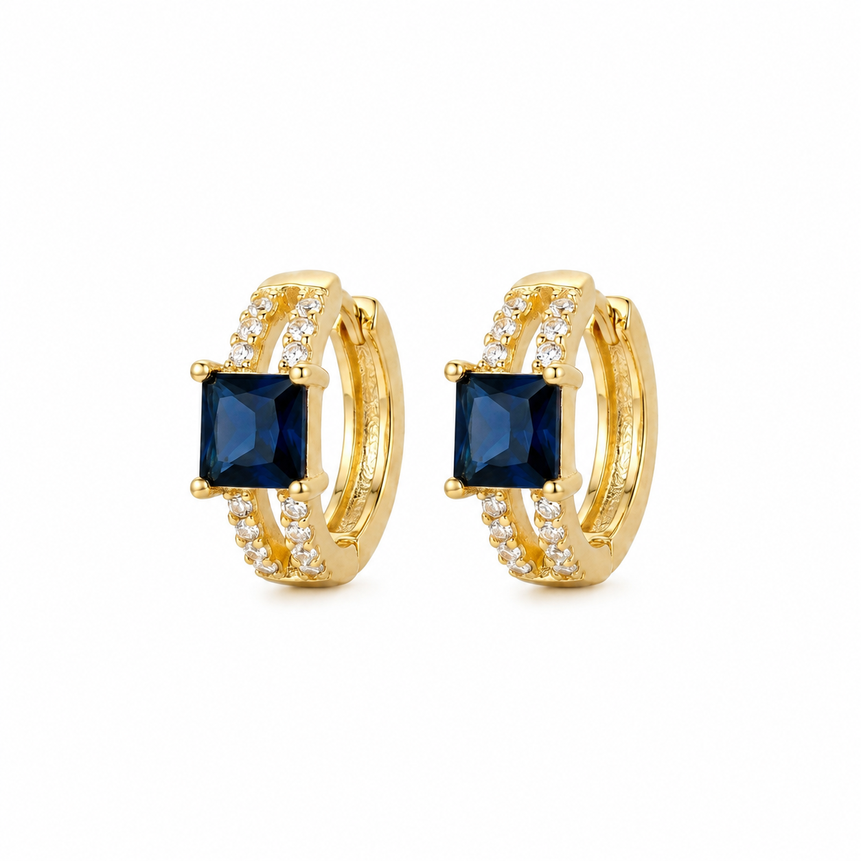 Royal Sapphire Pavé Huggie Earrings