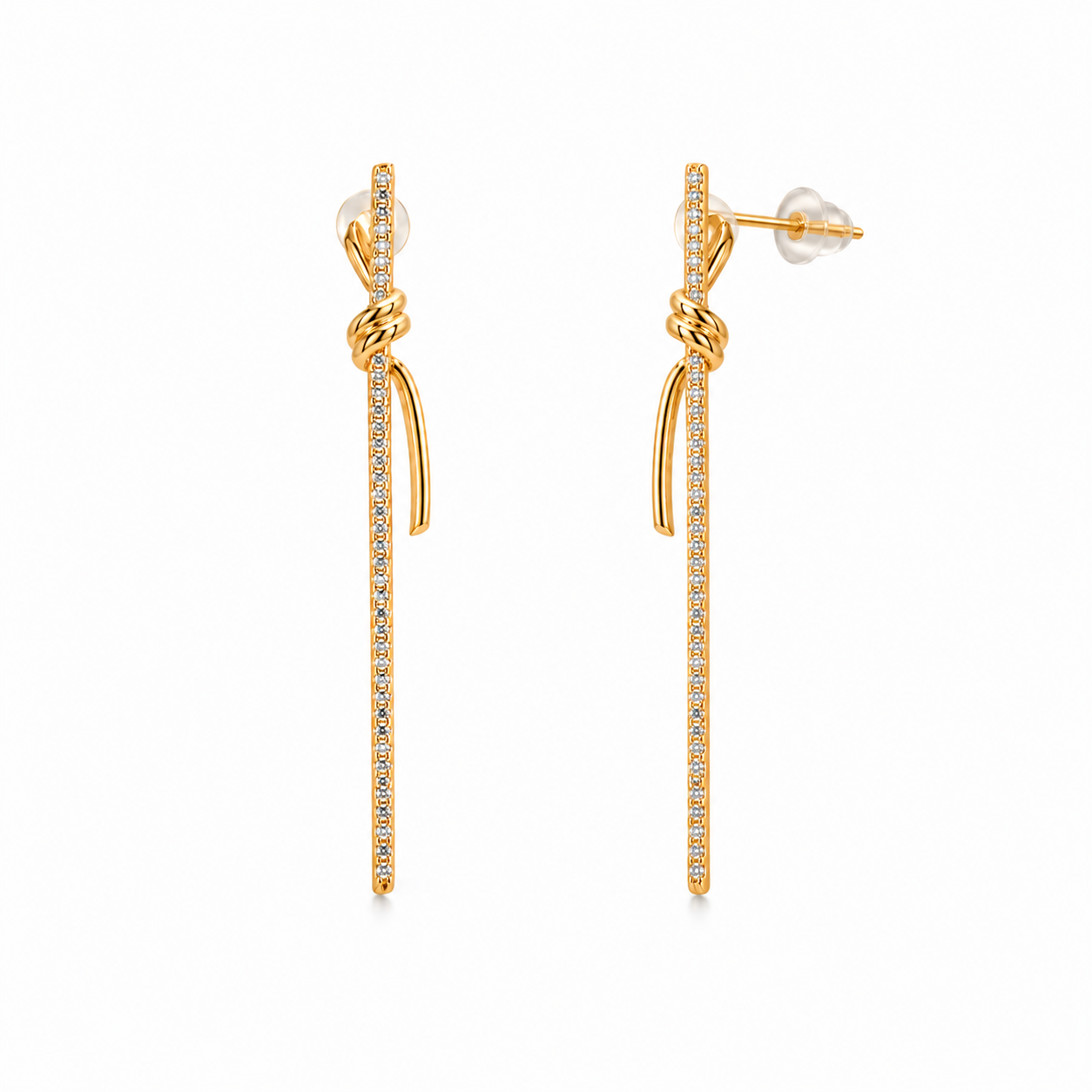 Golden Knot Chain Drop Earrings