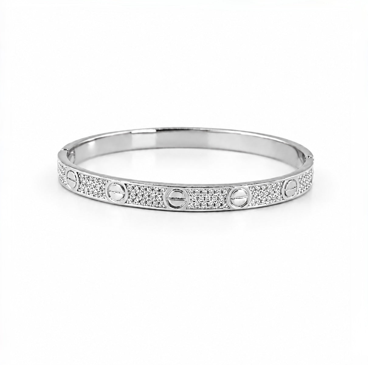 Silver Crystal Love Bangle