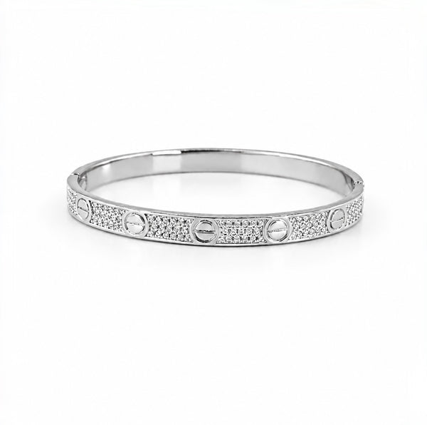 Silver Crystal Love Bangle