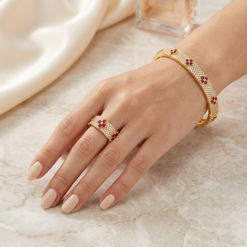 Fuchsia Fleur Pavé Ring