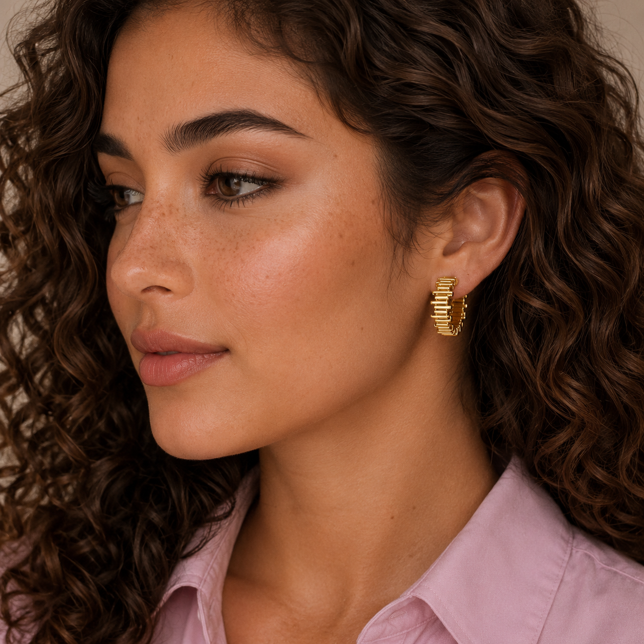 Golden Baguette Hoops