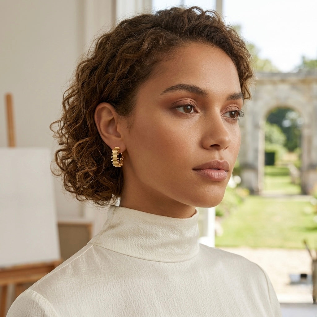 Golden Baguette Hoops