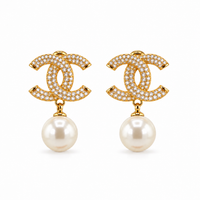 Luxe Gold Zircon & Pearl Drop Earrings