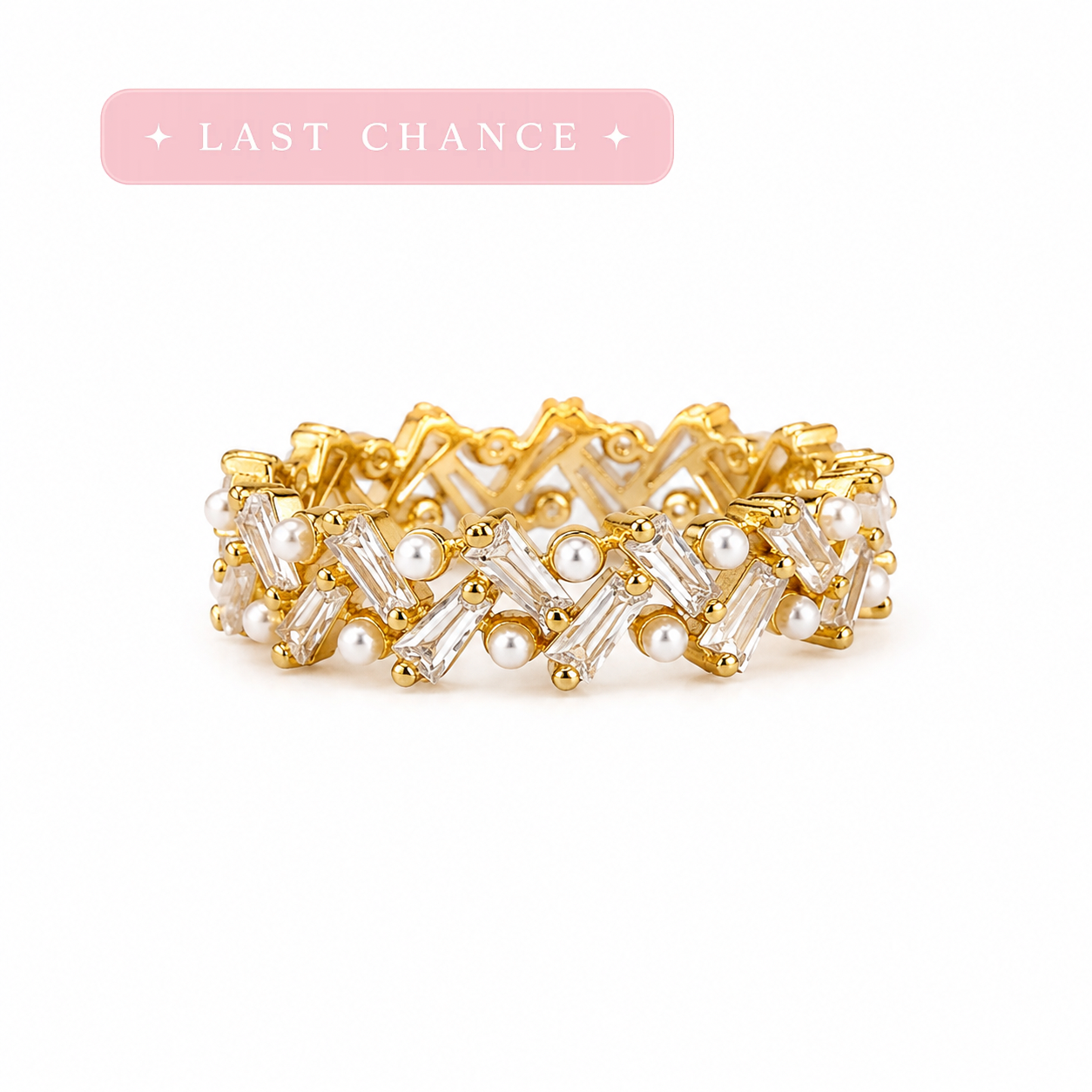 Pearl & Baguette Eternity Ring