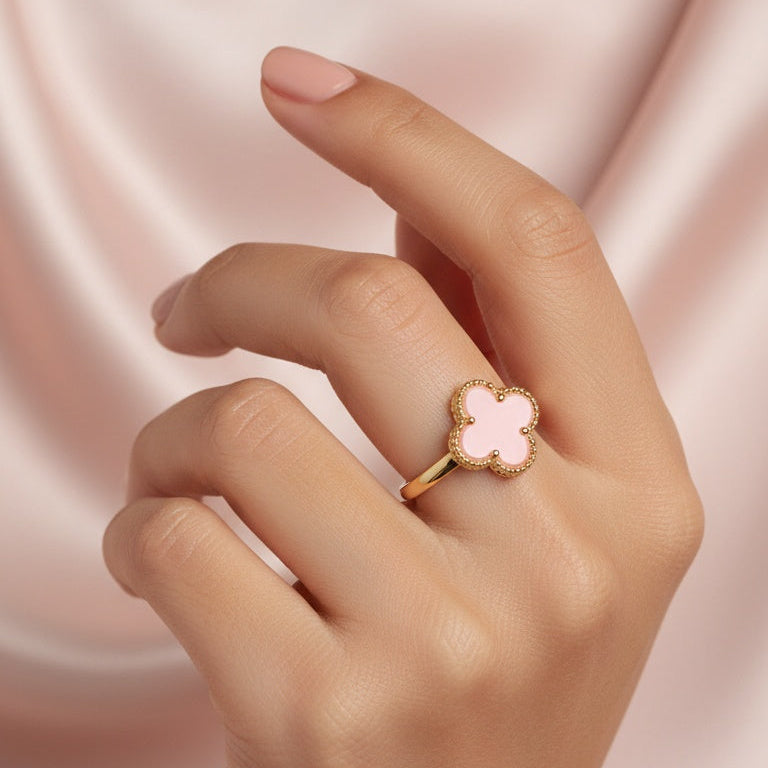 Luxe Blush Clover Ring