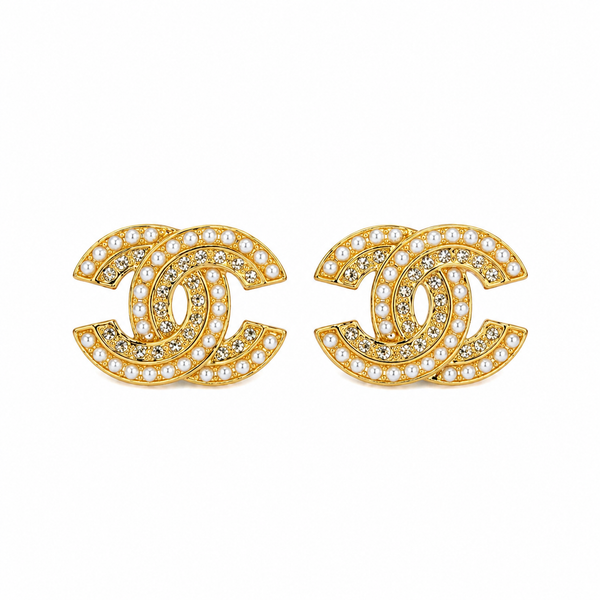 Double CC Zircon Stud Earrings