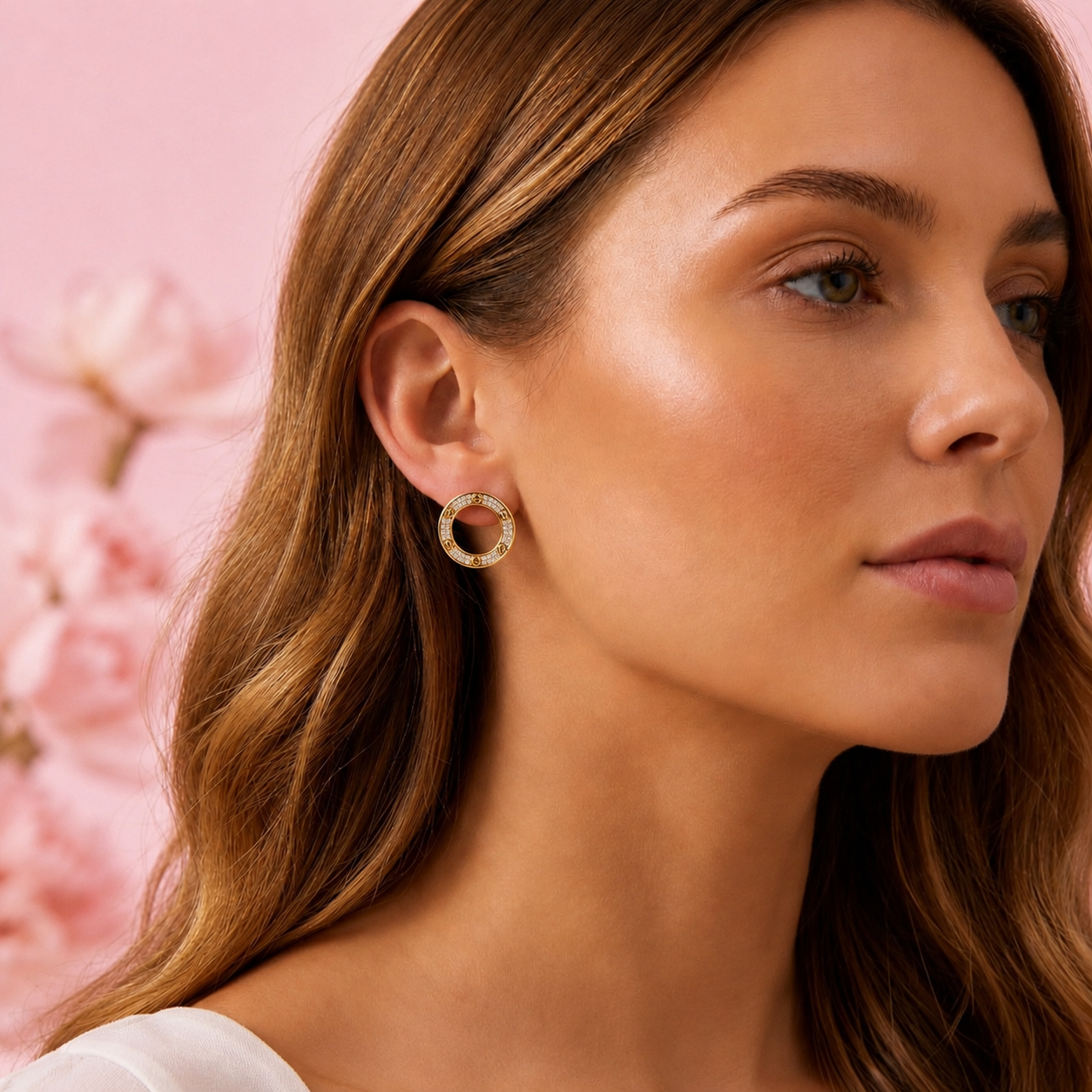 Celeste Halo Circle Stud Earrings