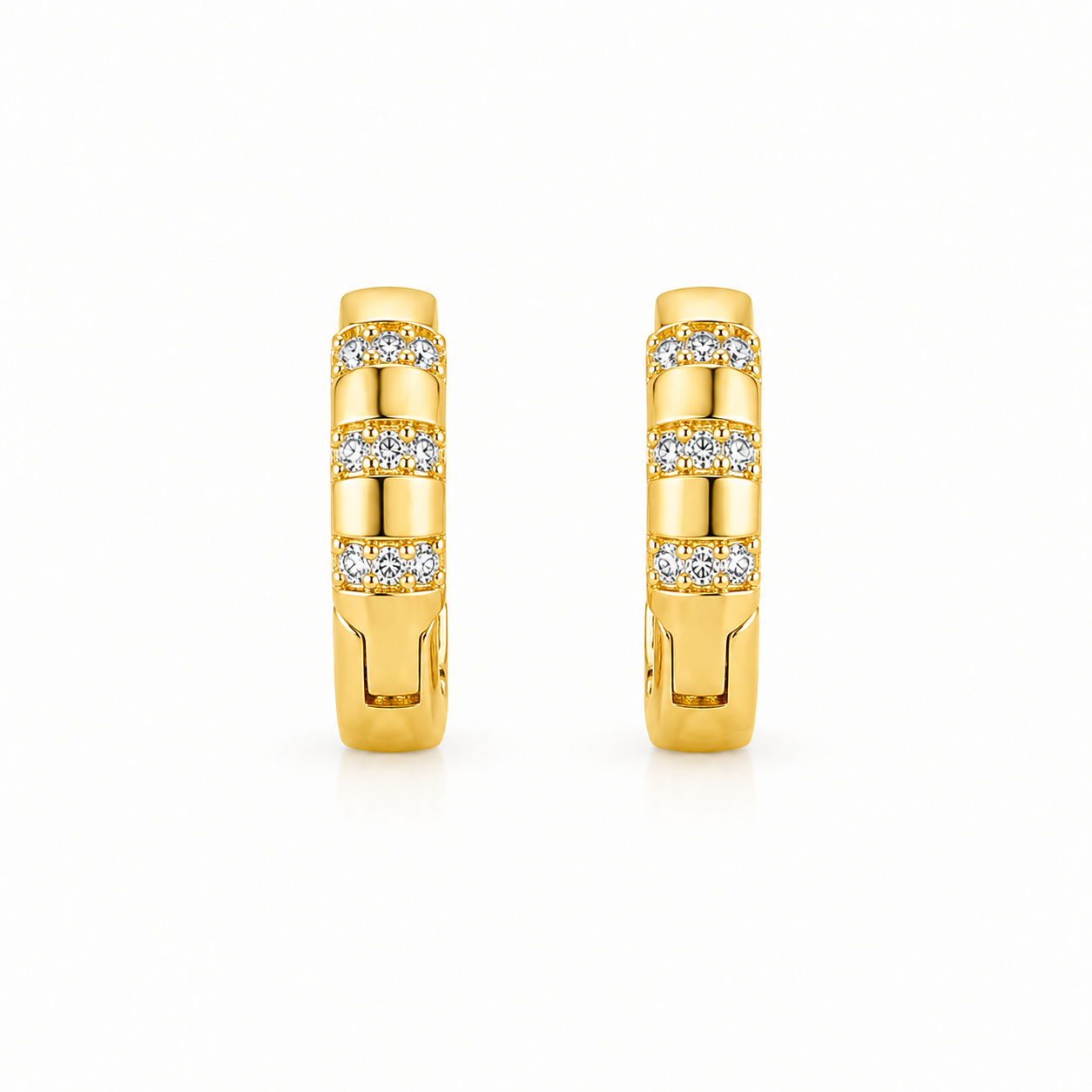 Celeste Triple Row Zircon Huggie Earrings