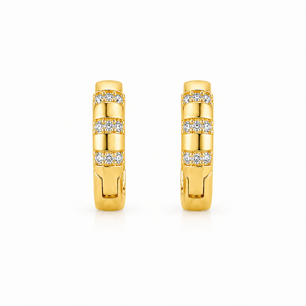 Celeste Triple Row Zircon Huggie Earrings