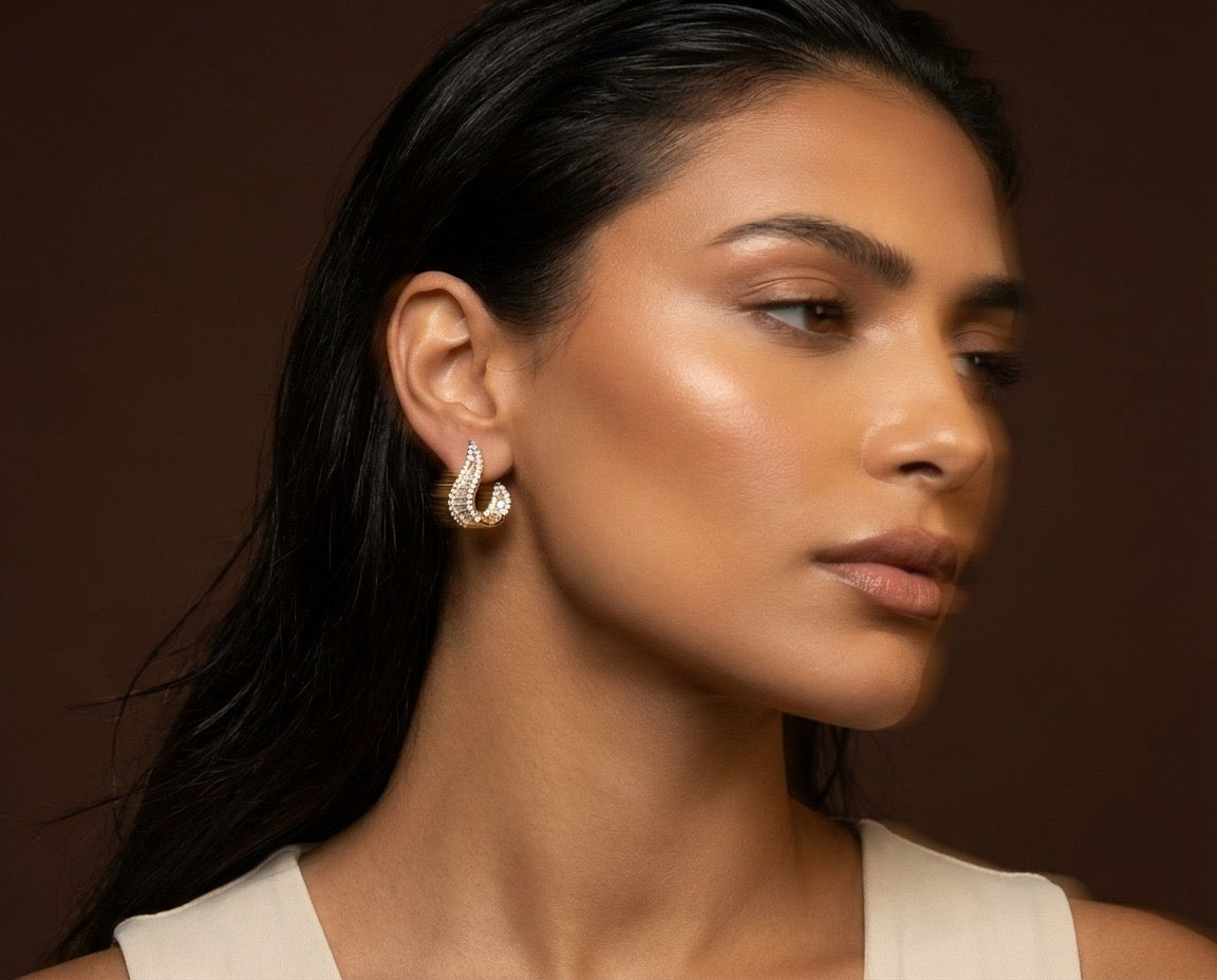 Crystal Twist Hoop Earrings