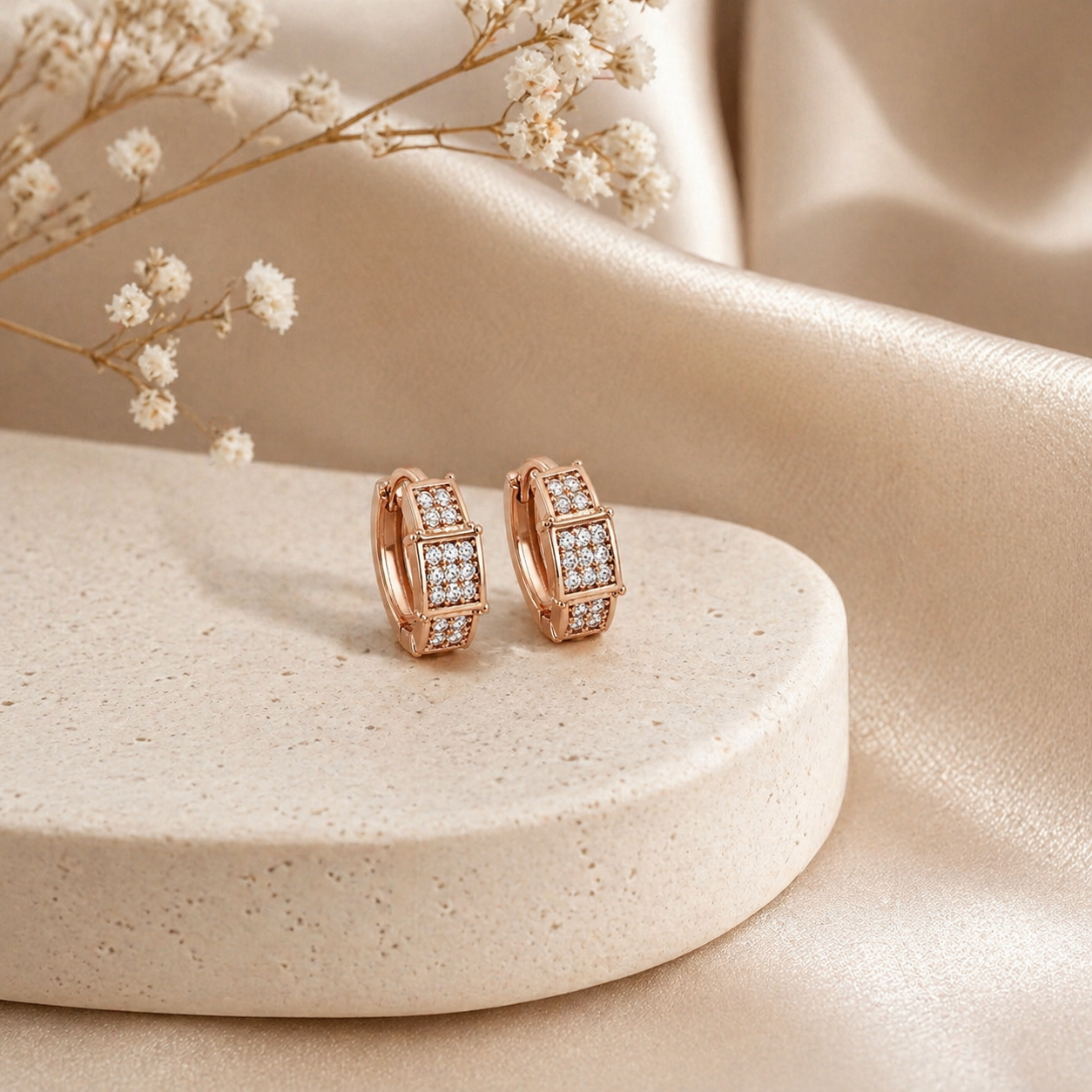 Golden Grace Pave Hoop Earrings
