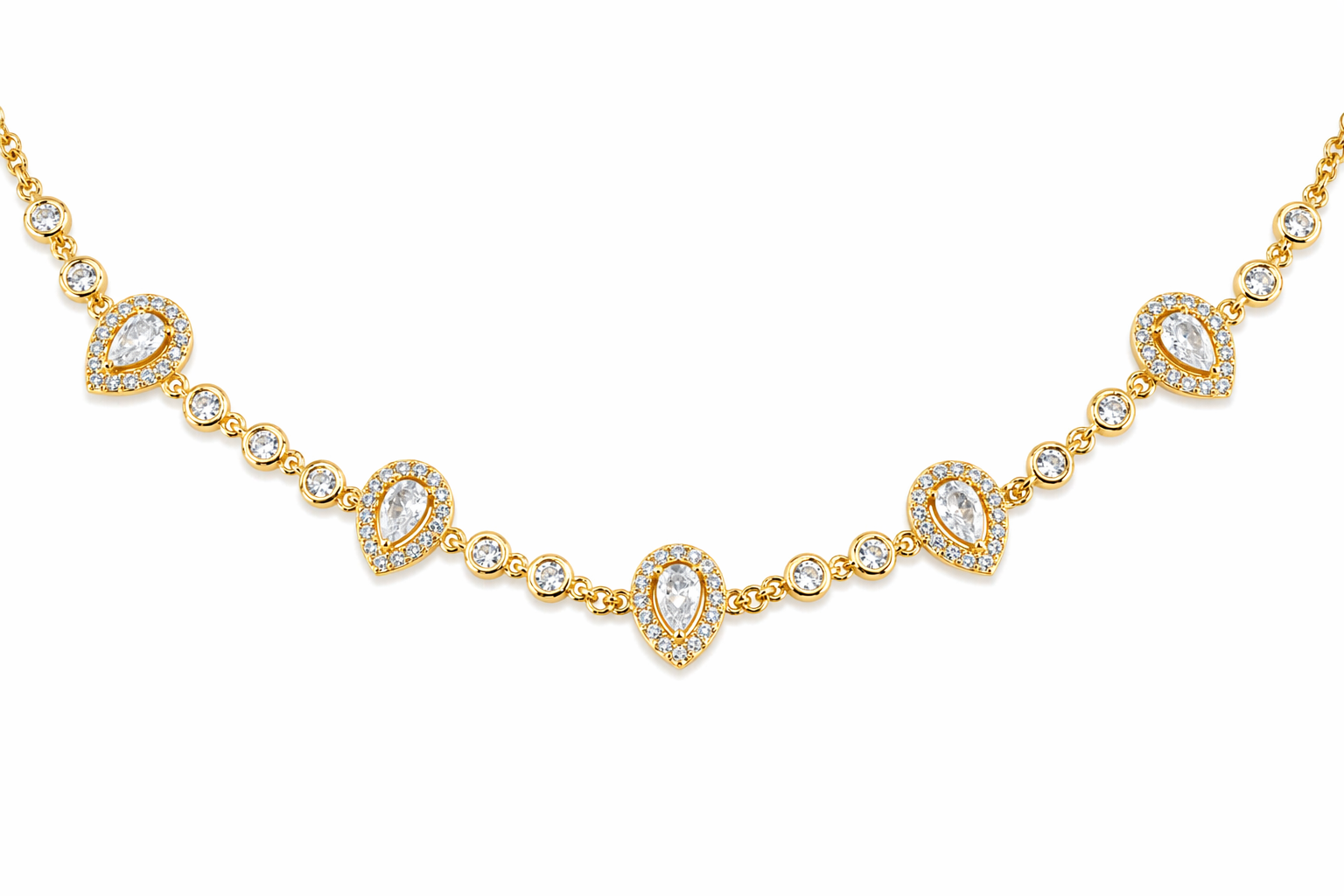 Crystal Drop Gold Choker Necklace