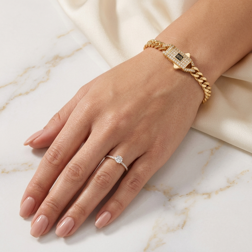 Pavé Geometric Cuban Bracelet