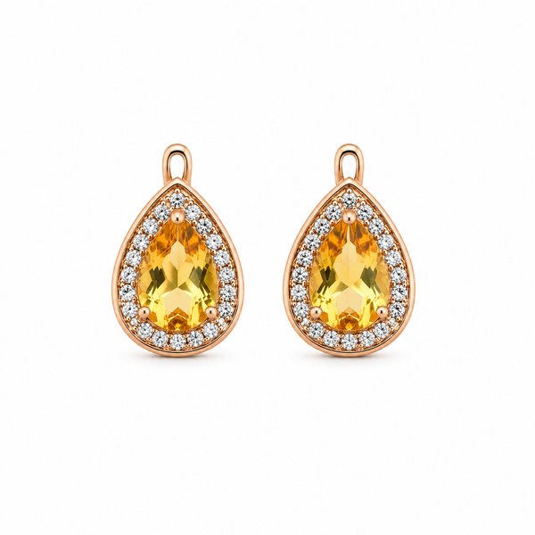 Golden Amber Teardrop Earrings