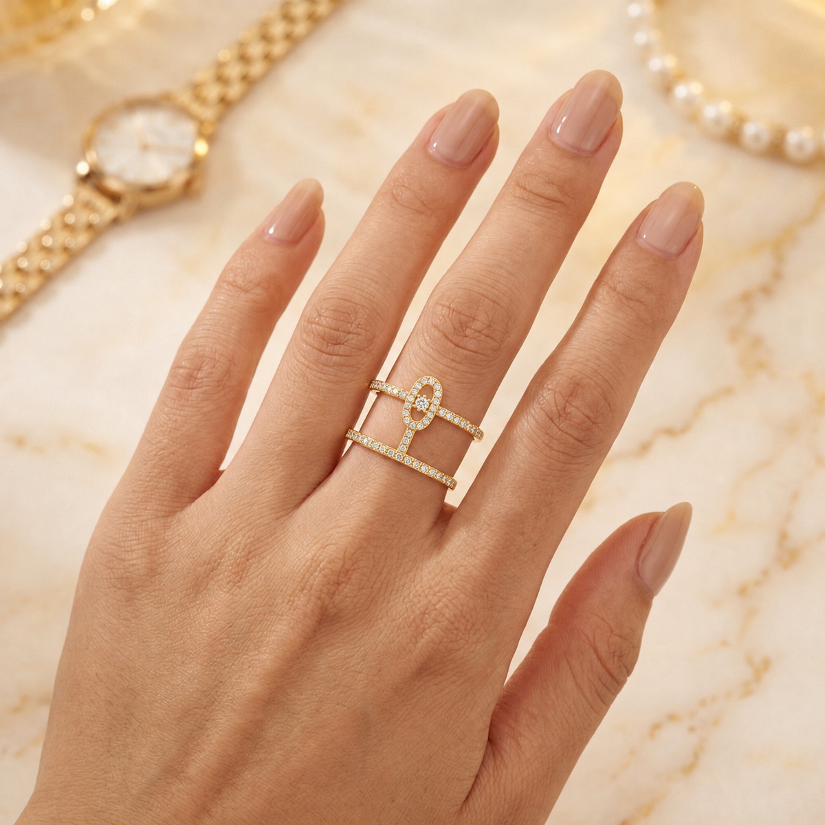 Crystal Open Statement Ring