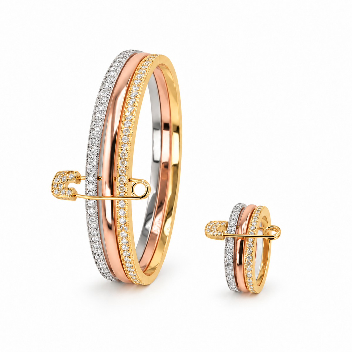 Luxe Tri-Tone Safety Pin Ring