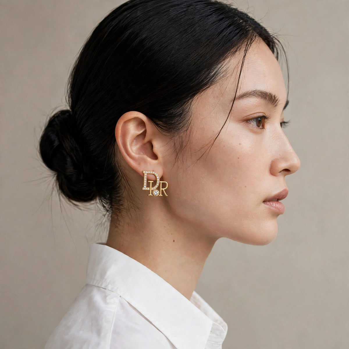Luxe Gold Letter Zircon Stud Earrings