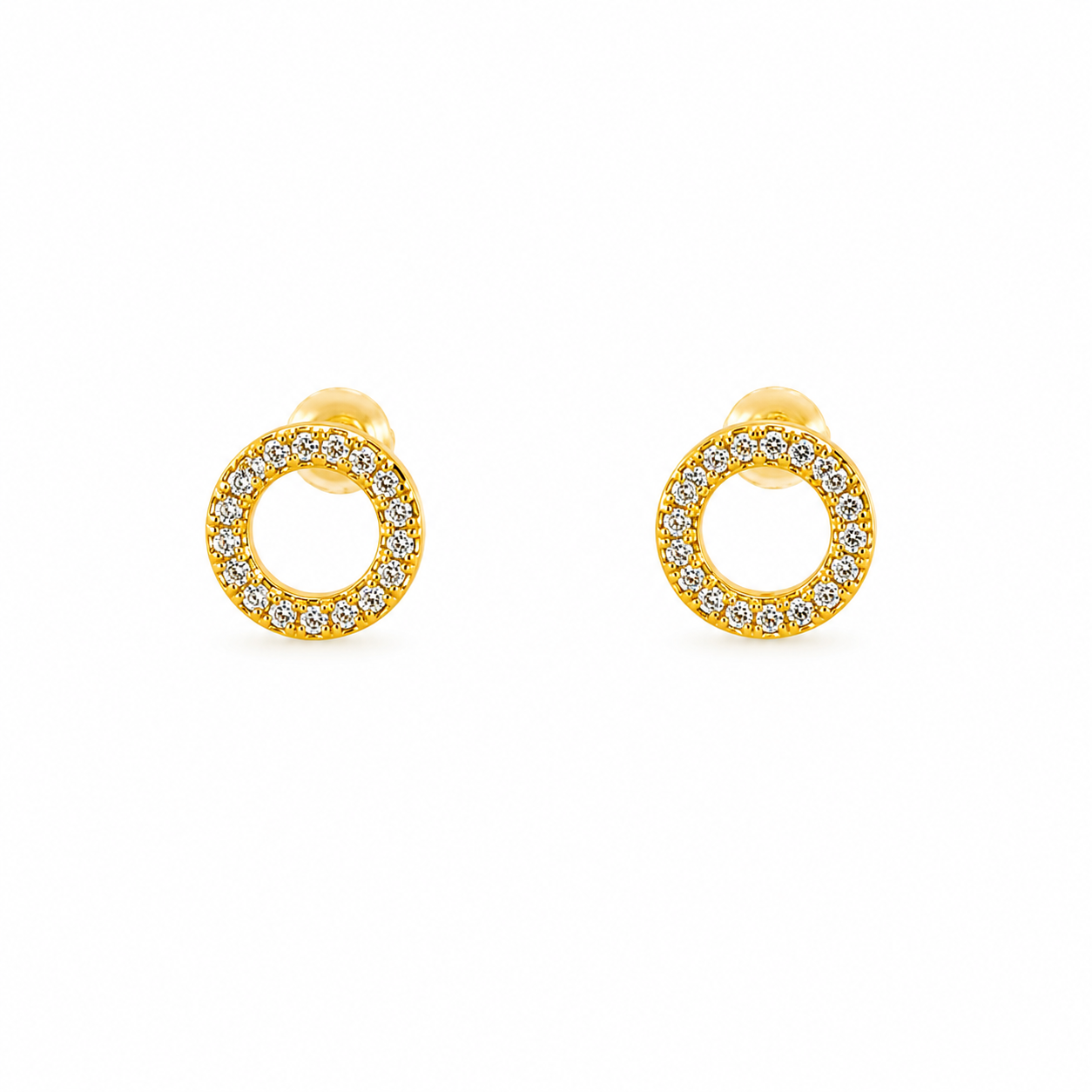 Pave Circle Halo Stud Earrings