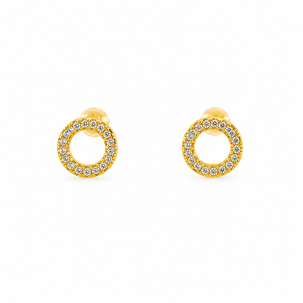 Pave Circle Halo Stud Earrings